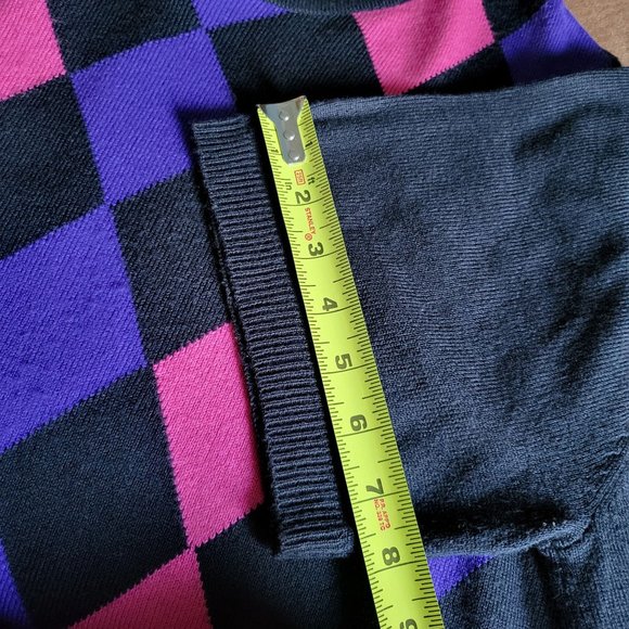 Sag Harbor Womans Black Pink Purple Harlequin Graphic Pullover Short Sleeve Shir - Picture 11 of 12